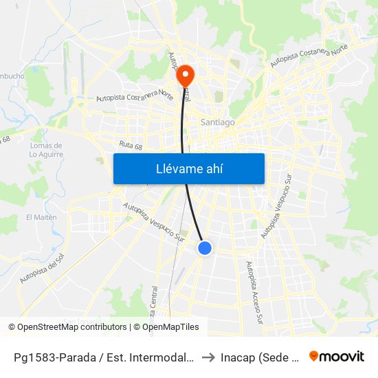 Pg1583-Parada / Est. Intermodal La Cisterna to Inacap (Sede Renca) map