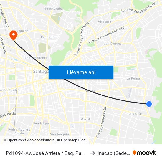 Pd1094-Av. José Arrieta / Esq. Pasaje José Arrieta to Inacap (Sede Renca) map