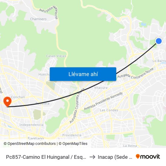 Pc857-Camino El Huinganal / Esq. Gino Girardi to Inacap (Sede Renca) map