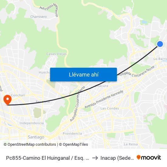 Pc855-Camino El Huinganal / Esq. Camino Colonial to Inacap (Sede Renca) map