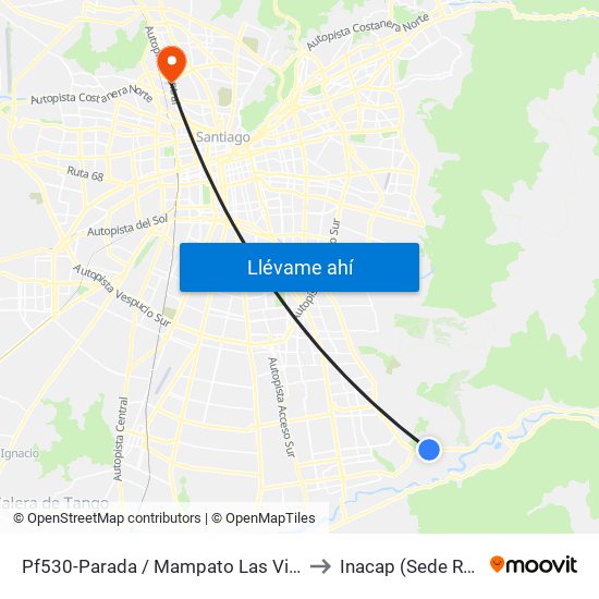 Pf530-Parada / Mampato Las Viscachas to Inacap (Sede Renca) map