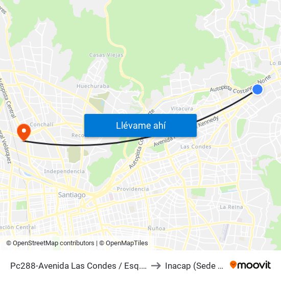 Pc288-Avenida Las Condes / Esq. San Damian to Inacap (Sede Renca) map