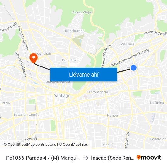 Pc1066-Parada 4 / (M) Manquehue to Inacap (Sede Renca) map