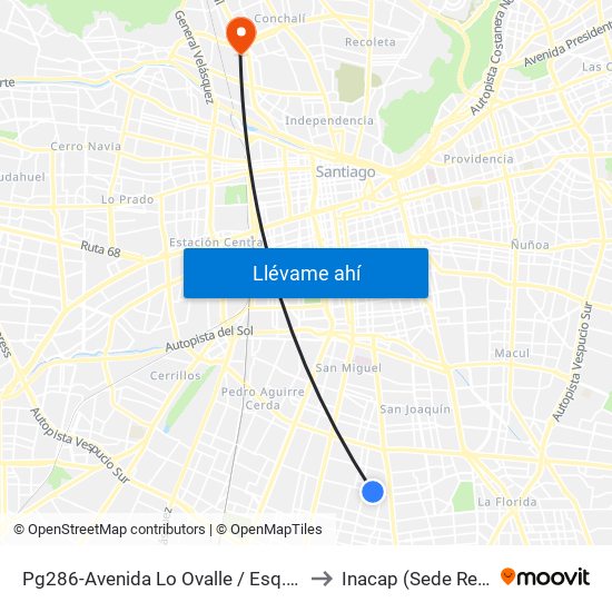 Pg286-Avenida Lo Ovalle / Esq. Alvear to Inacap (Sede Renca) map