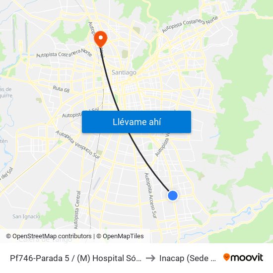 Pf746-Parada 5 / (M) Hospital Sótero Del Río to Inacap (Sede Renca) map