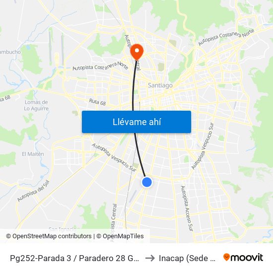 Pg252-Parada 3 / Paradero 28 Gran Avenida to Inacap (Sede Renca) map