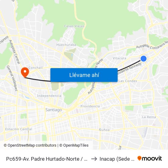 Pc659-Av. Padre Hurtado-Norte / Esq. Colorado to Inacap (Sede Renca) map