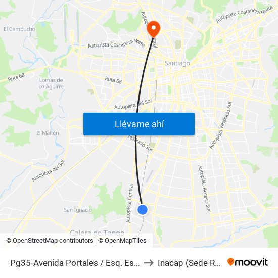 Pg35-Avenida Portales / Esq. Esmeralda to Inacap (Sede Renca) map