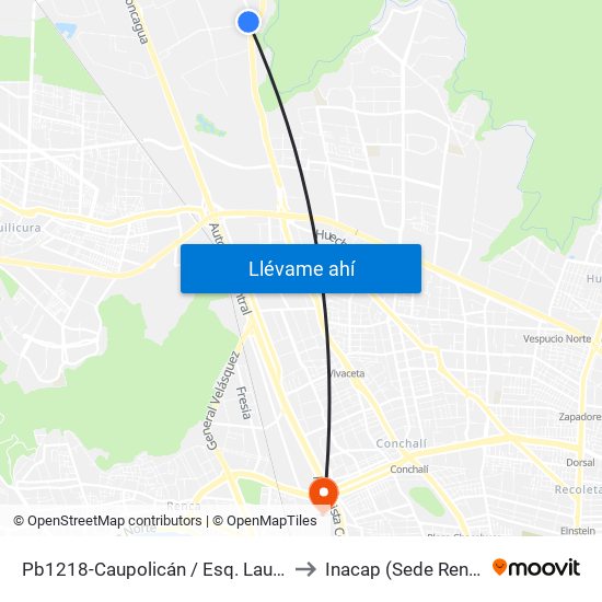 Pb1218-Caupolicán / Esq. Lautaro to Inacap (Sede Renca) map