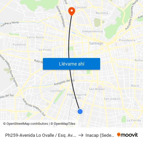 Ph259-Avenida Lo Ovalle / Esq. Av. J. J. Prieto Vial to Inacap (Sede Renca) map