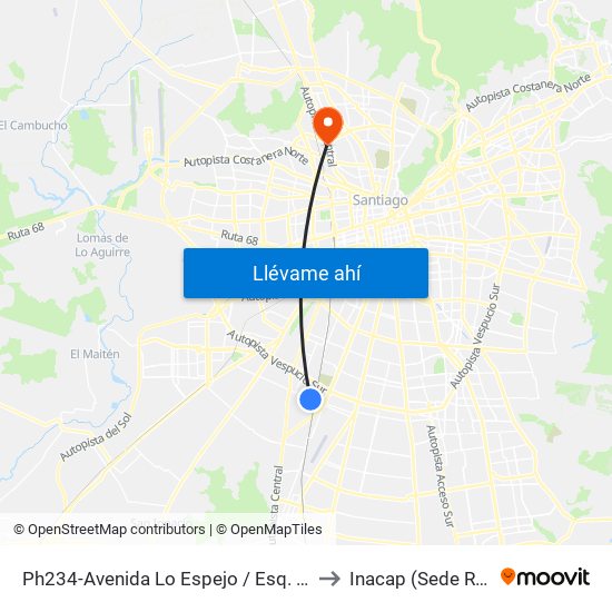 Ph234-Avenida Lo Espejo / Esq. La Divisa to Inacap (Sede Renca) map