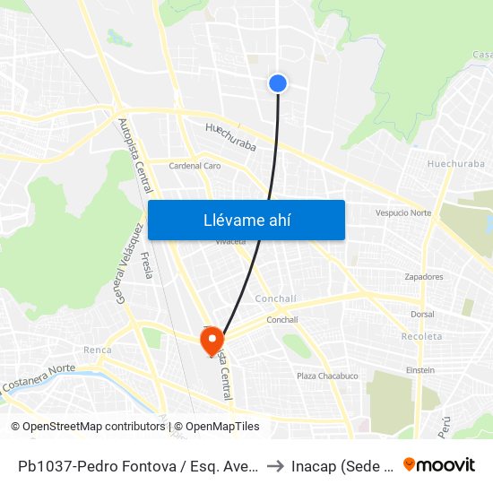 Pb1037-Pedro Fontova / Esq. Avenida El Sauce to Inacap (Sede Renca) map