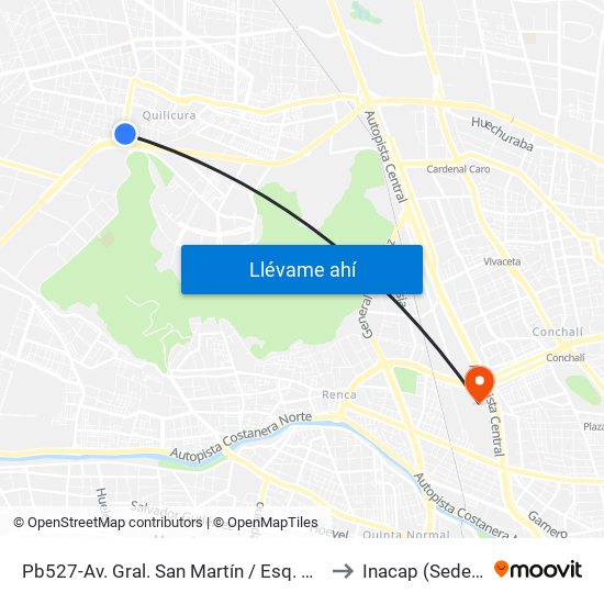 Pb527-Av. Gral. San Martín / Esq. Blanco Encalada to Inacap (Sede Renca) map