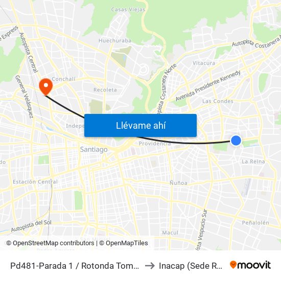 Pd481-Parada 1 / Rotonda Tomás Moro to Inacap (Sede Renca) map