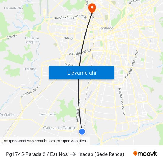 Pg1745-Parada 2 / Est.Nos to Inacap (Sede Renca) map