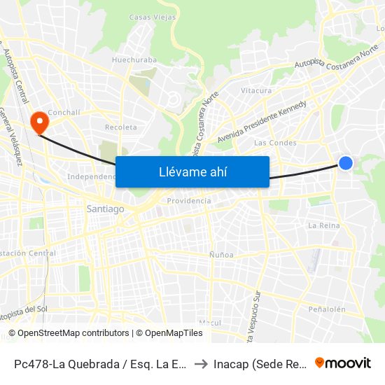 Pc478-La Quebrada / Esq. La Escuela to Inacap (Sede Renca) map