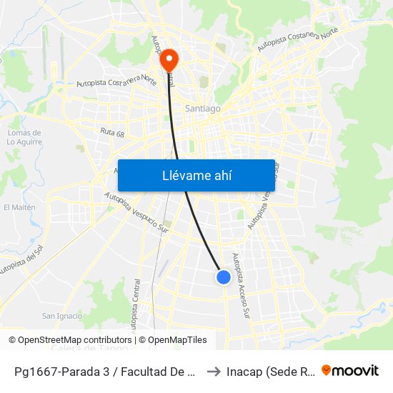 Pg1667-Parada 3 / Facultad De Agronomía to Inacap (Sede Renca) map