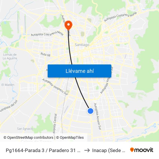 Pg1664-Parada 3 / Paradero 31 Santa Rosa to Inacap (Sede Renca) map