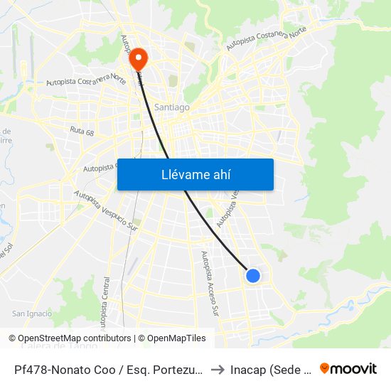 Pf478-Nonato Coo / Esq. Portezuelo De Colina to Inacap (Sede Renca) map