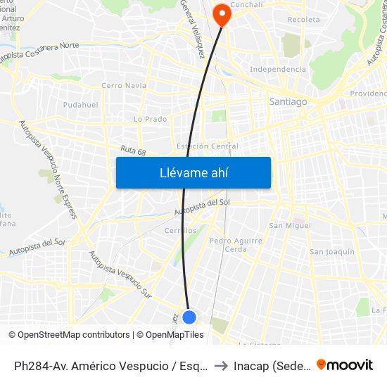 Ph284-Av. Américo Vespucio / Esq. Avenida Central to Inacap (Sede Renca) map