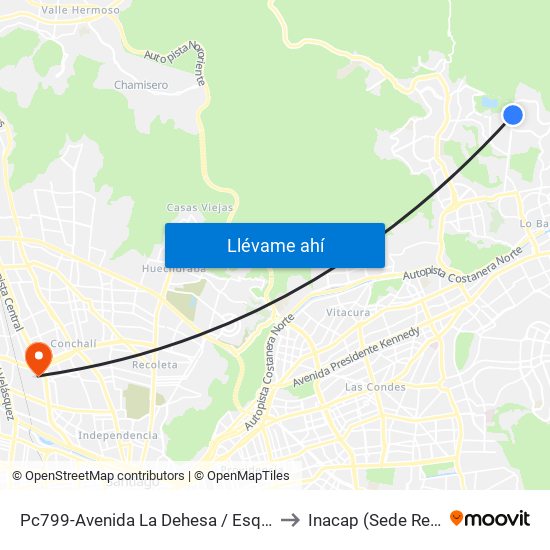 Pc799-Avenida La Dehesa / Esq. Berna to Inacap (Sede Renca) map