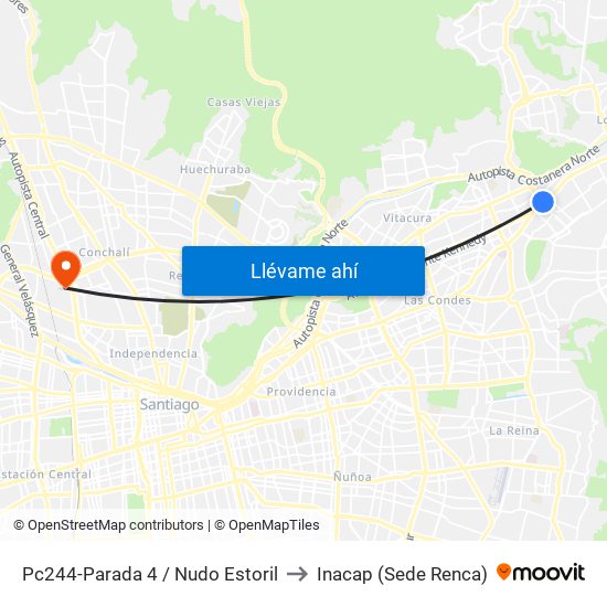 Pc244-Parada 4 / Nudo Estoril to Inacap (Sede Renca) map