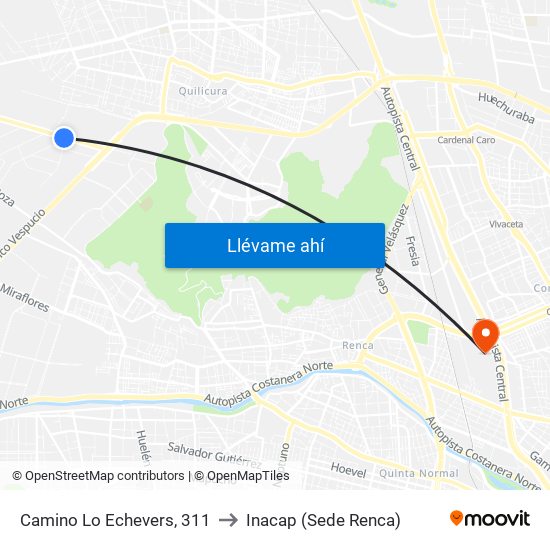 Camino Lo Echevers, 311 to Inacap (Sede Renca) map