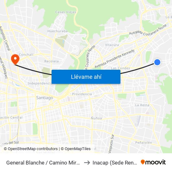 General Blanche / Camino Mirasol to Inacap (Sede Renca) map