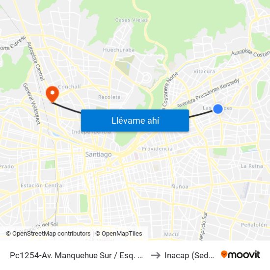 Pc1254-Av. Manquehue Sur / Esq. Avenida Apoquindo to Inacap (Sede Renca) map