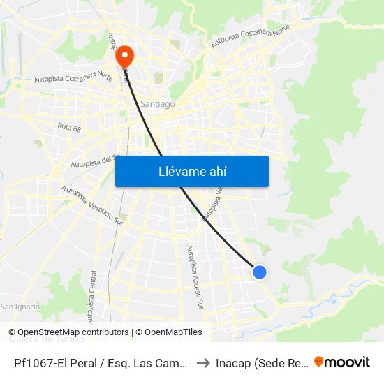 Pf1067-El Peral / Esq. Las Campanillas to Inacap (Sede Renca) map