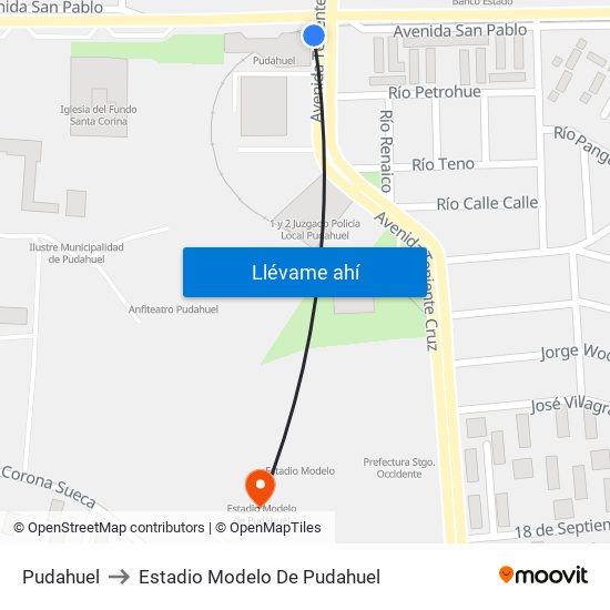 Pudahuel to Estadio Modelo De Pudahuel map