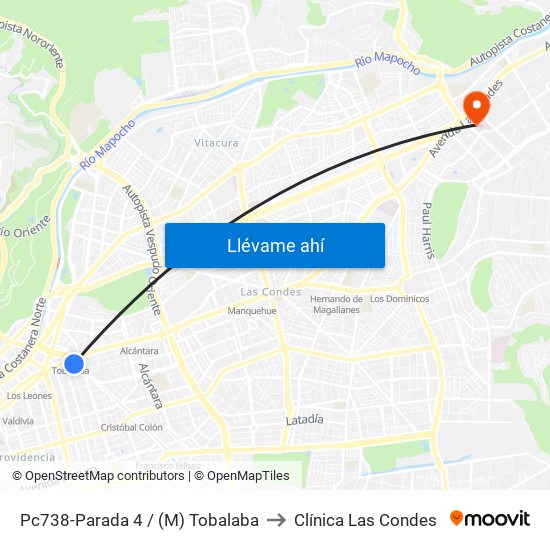 Pc738-Parada 4 / (M) Tobalaba to Clínica Las Condes map