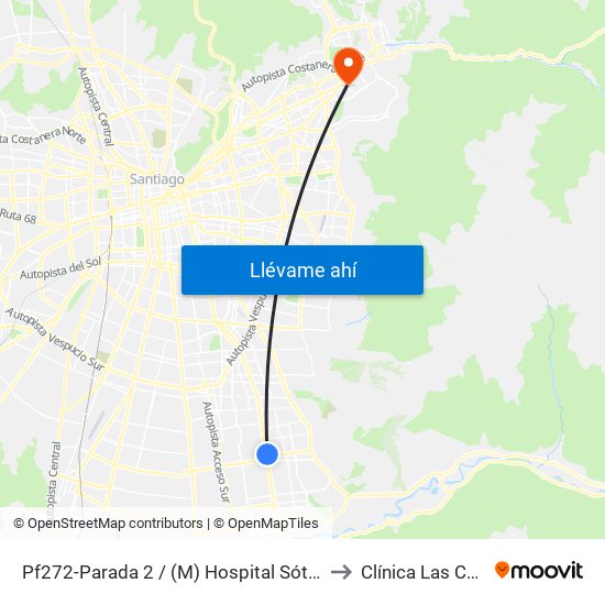 Pf272-Parada 2 / (M) Hospital Sótero Del Río to Clínica Las Condes map