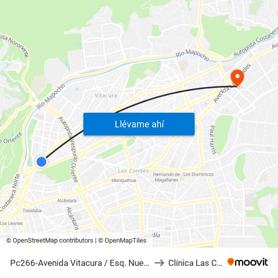 Pc266-Avenida Vitacura / Esq. Nueva Costanera to Clínica Las Condes map