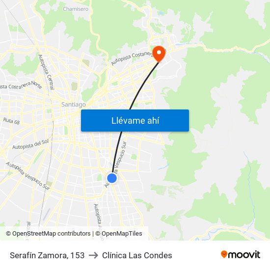 Serafín Zamora, 153 to Clínica Las Condes map