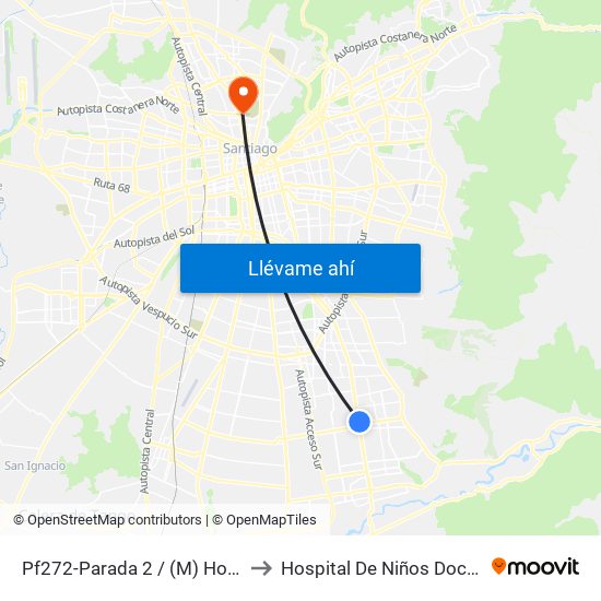 Pf272-Parada 2 / (M) Hospital Sótero Del Río to Hospital De Niños Doctor Roberto Del Río map