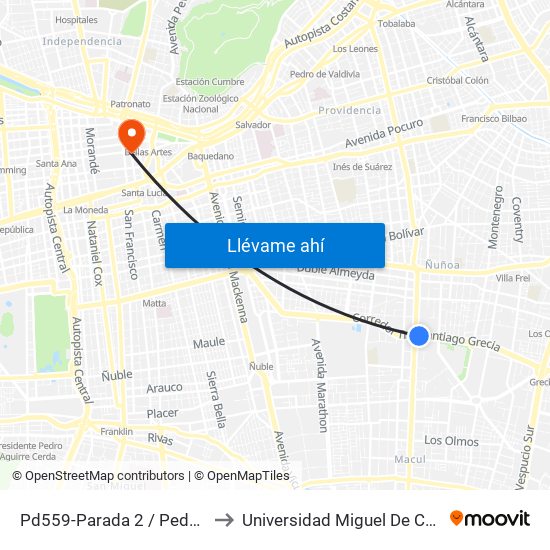 Pd559-Parada 2 / Pedagógico to Universidad Miguel De Cervantes map