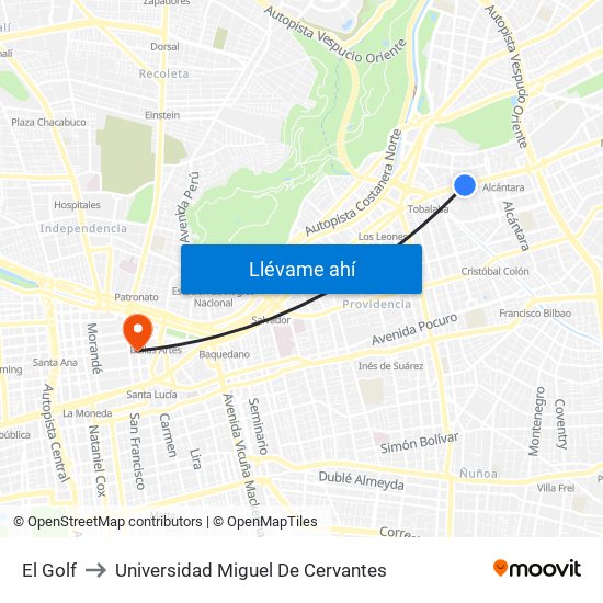 El Golf to Universidad Miguel De Cervantes map