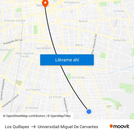 Los Quillayes to Universidad Miguel De Cervantes map