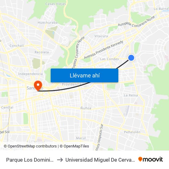 Parque Los Dominicos to Universidad Miguel De Cervantes map