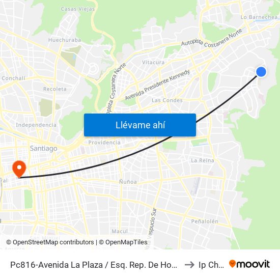 Pc816-Avenida La Plaza / Esq. Rep. De Hondura to Ip Chile map