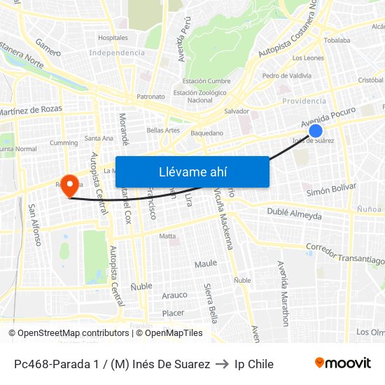 Pc468-Parada 1 / (M) Inés De Suarez to Ip Chile map