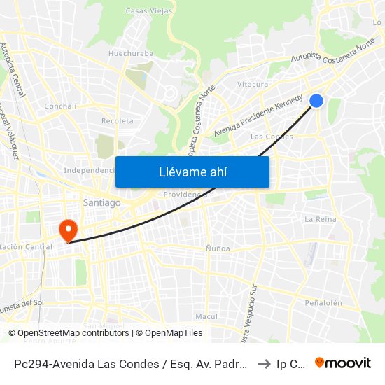 Pc294-Avenida Las Condes / Esq. Av. Padre H. Central to Ip Chile map