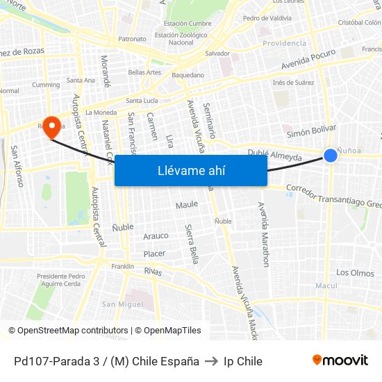 Pd107-Parada 3 / (M) Chile España to Ip Chile map