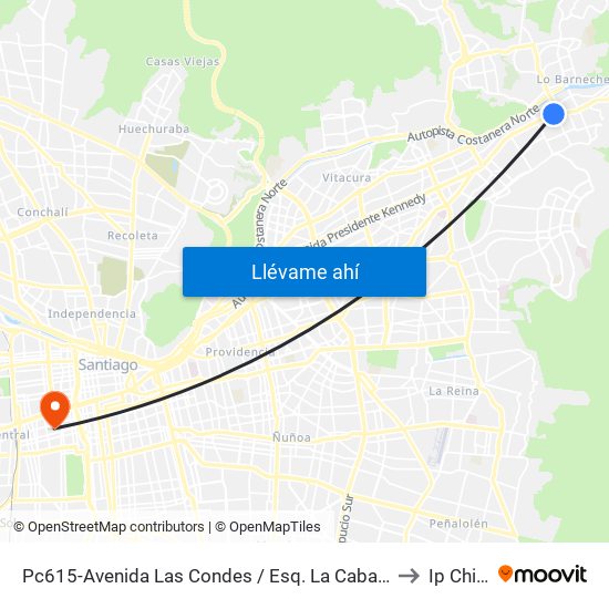 Pc615-Avenida Las Condes / Esq. La Cabaña to Ip Chile map