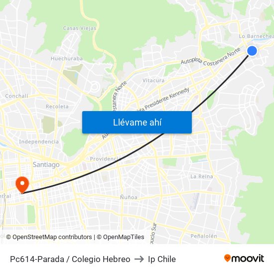 Pc614-Parada / Colegio Hebreo to Ip Chile map