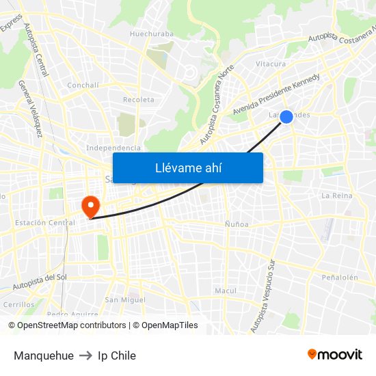 Manquehue to Ip Chile map