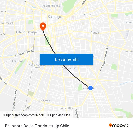 Bellavista De La Florida to Ip Chile map