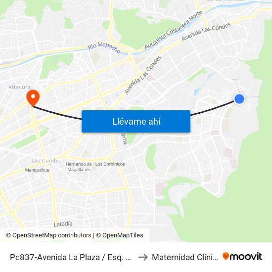 Pc837-Avenida La Plaza / Esq. Sn. Francisco De Asís to Maternidad Clínica Alemana map