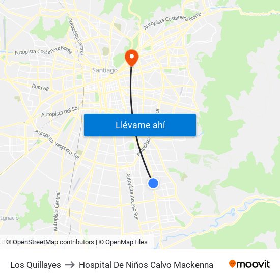 Los Quillayes to Hospital De Niños Calvo Mackenna map